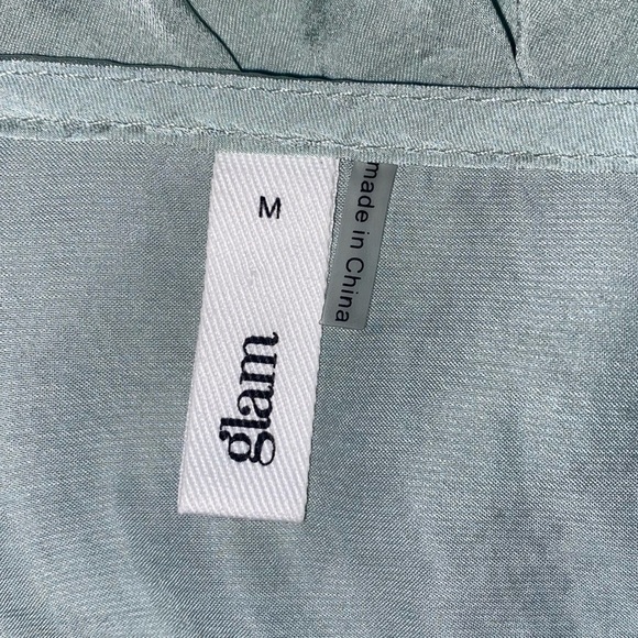 Glam Brand Midi Ruffle Dress with Balloon Sleeves & a Tiered Skirt Sage GRN SZM - Picture 6 of 8